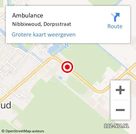 Locatie op kaart van de 112 melding: Ambulance Nibbixwoud, Dorpsstraat op 4 september 2019 13:06