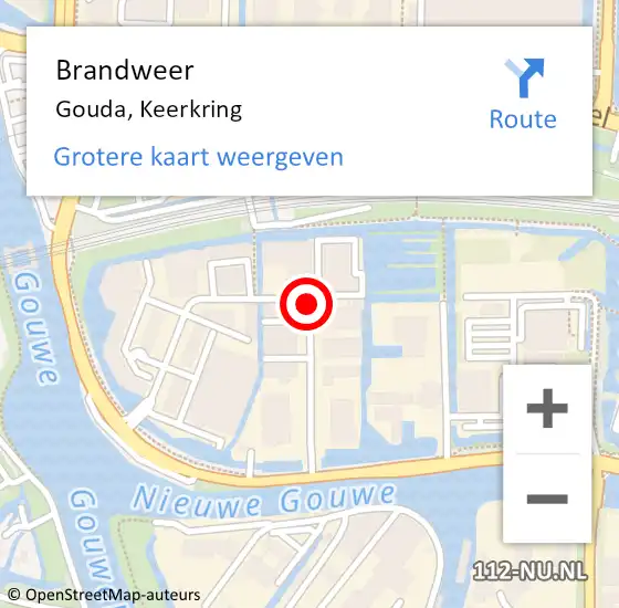 Locatie op kaart van de 112 melding: Brandweer Gouda, Keerkring op 4 september 2019 14:24