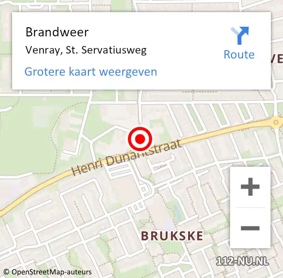 Locatie op kaart van de 112 melding: Brandweer Venray, St. Servatiusweg op 4 september 2019 16:24