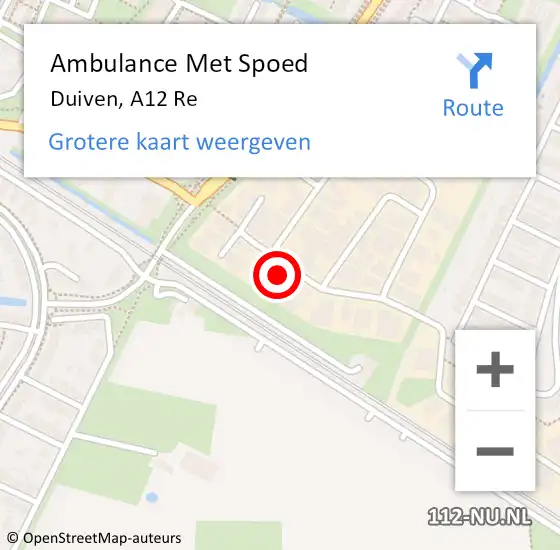 Locatie op kaart van de 112 melding: Ambulance Met Spoed Naar Duiven, A12 Re op 4 september 2019 16:38