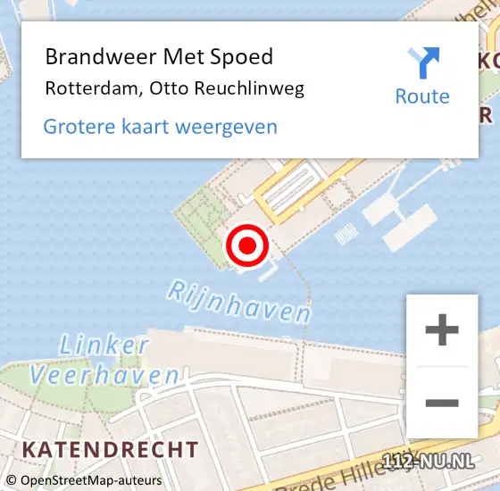 Locatie op kaart van de 112 melding: Brandweer Met Spoed Naar Rotterdam, Otto Reuchlinweg op 4 september 2019 16:49