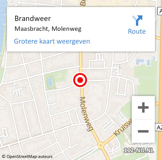 Locatie op kaart van de 112 melding: Brandweer Maasbracht, Molenweg op 4 september 2019 17:57