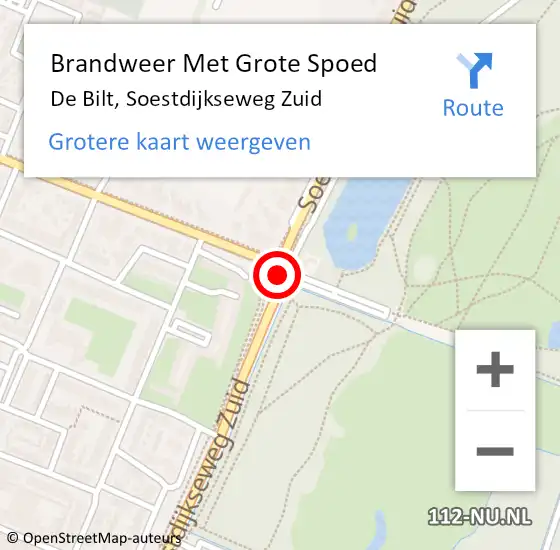 Locatie op kaart van de 112 melding: Brandweer Met Grote Spoed Naar De Bilt, Soestdijkseweg Zuid op 4 september 2019 18:07