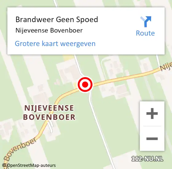 Locatie op kaart van de 112 melding: Brandweer Geen Spoed Naar Nijeveense Bovenboer op 4 september 2019 18:18
