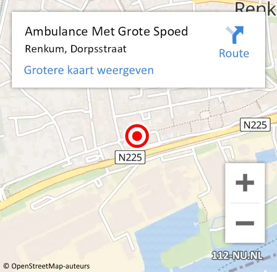 Locatie op kaart van de 112 melding: Ambulance Met Grote Spoed Naar Renkum, Dorpsstraat op 4 september 2019 18:56