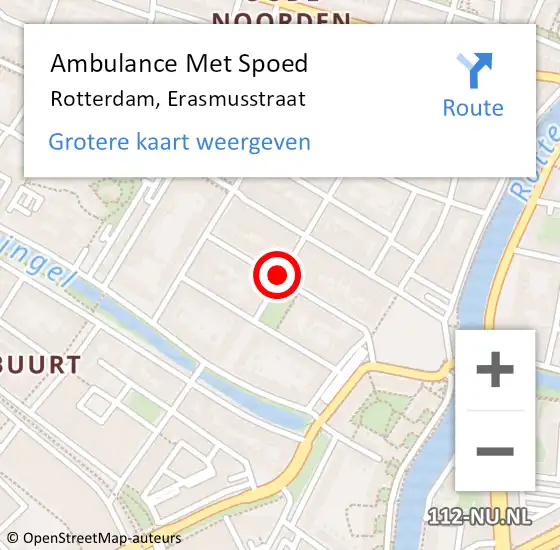 Locatie op kaart van de 112 melding: Ambulance Met Spoed Naar Rotterdam, Erasmusstraat op 4 september 2019 19:52