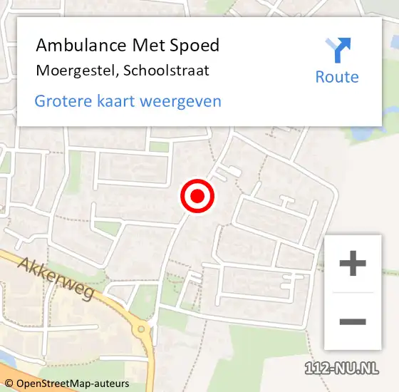 Locatie op kaart van de 112 melding: Ambulance Met Spoed Naar Moergestel, Schoolstraat op 5 september 2019 02:44