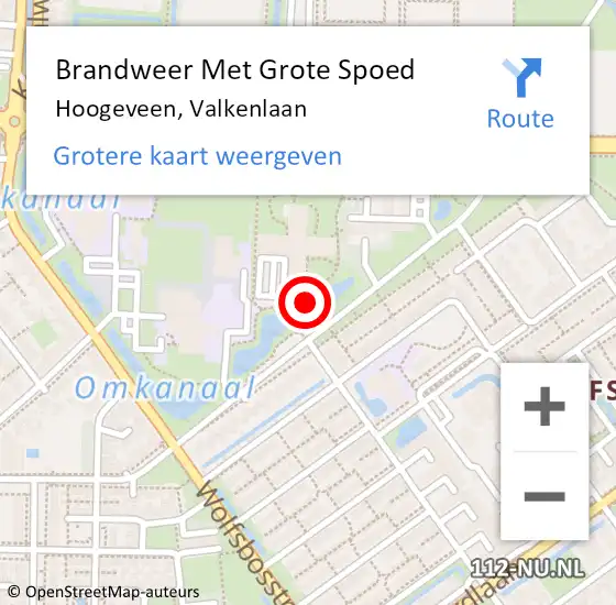 Locatie op kaart van de 112 melding: Brandweer Met Grote Spoed Naar Hoogeveen, Valkenlaan op 5 september 2019 07:03