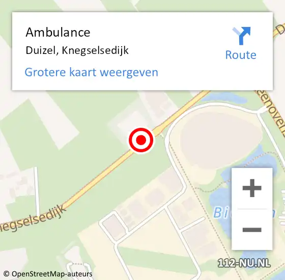 Locatie op kaart van de 112 melding: Ambulance Duizel, Knegselsedijk op 5 september 2019 10:50