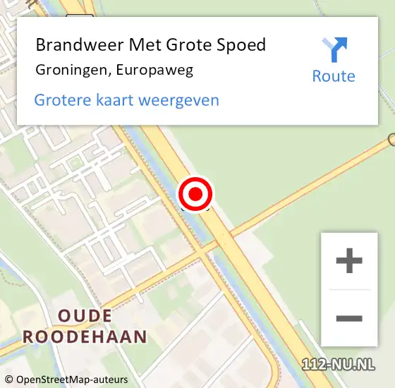 Locatie op kaart van de 112 melding: Brandweer Met Grote Spoed Naar Groningen, Europaweg op 5 september 2019 10:55
