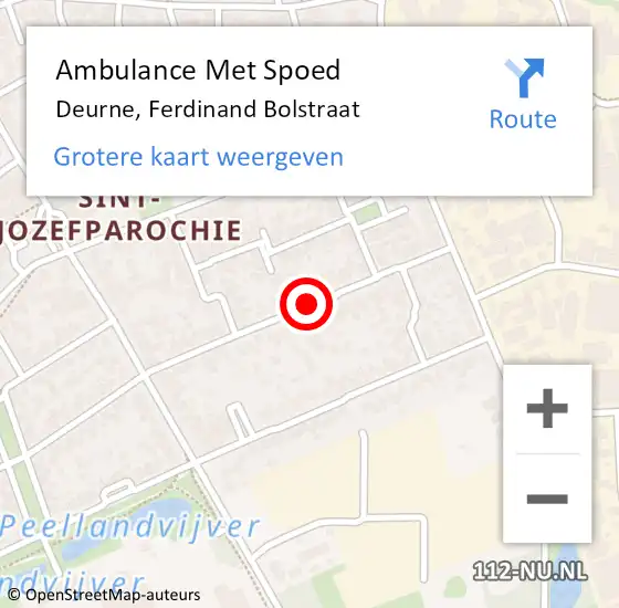 Locatie op kaart van de 112 melding: Ambulance Met Spoed Naar Deurne, Ferdinand Bolstraat op 5 september 2019 12:19