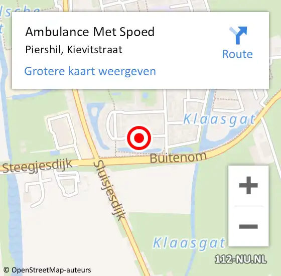 Locatie op kaart van de 112 melding: Ambulance Met Spoed Naar Piershil, Kievitstraat op 5 september 2019 15:03