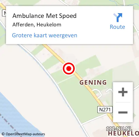 Locatie op kaart van de 112 melding: Ambulance Met Spoed Naar Afferden, Heukelom op 5 september 2019 15:12