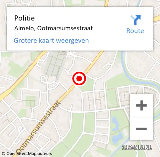 Locatie op kaart van de 112 melding: Politie Almelo, Ootmarsumsestraat op 5 september 2019 15:24