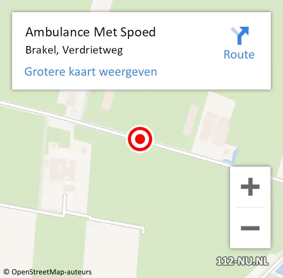 Locatie op kaart van de 112 melding: Ambulance Met Spoed Naar Brakel, Verdrietweg op 5 september 2019 15:55