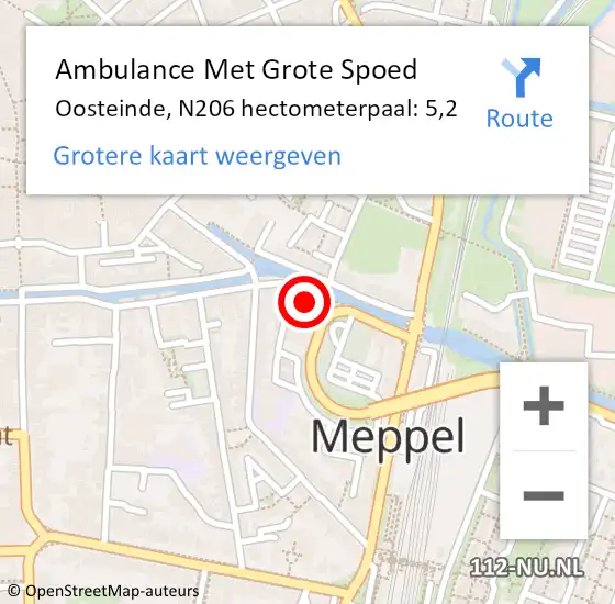 Locatie op kaart van de 112 melding: Ambulance Met Grote Spoed Naar Oosteinde, N206 hectometerpaal: 5,2 op 5 september 2019 16:05
