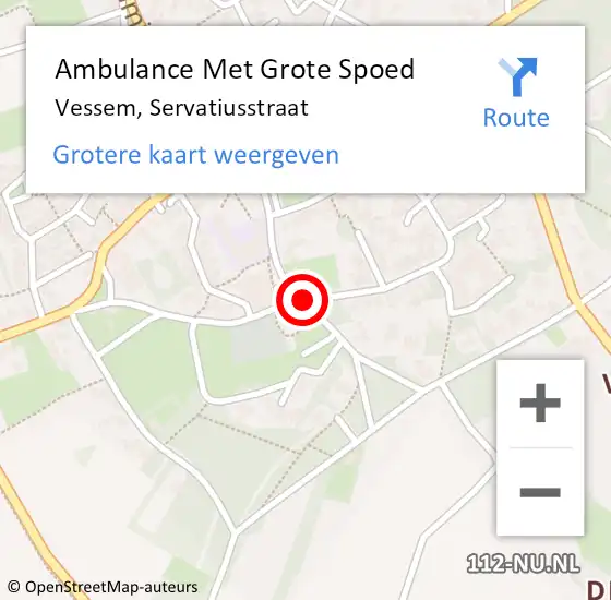 Locatie op kaart van de 112 melding: Ambulance Met Grote Spoed Naar Vessem, Servatiusstraat op 5 september 2019 17:12