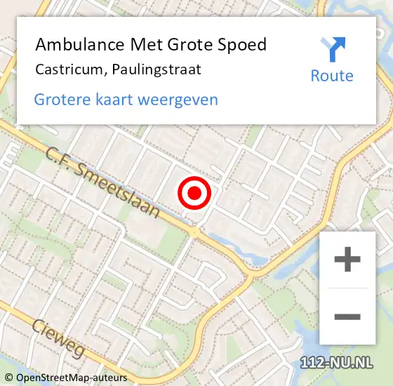 Locatie op kaart van de 112 melding: Ambulance Met Grote Spoed Naar Castricum, Paulingstraat op 5 september 2019 17:59