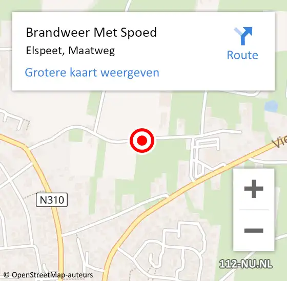 Locatie op kaart van de 112 melding: Brandweer Met Spoed Naar Elspeet, Maatweg op 6 september 2019 06:49