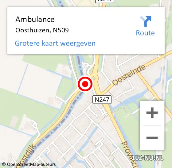 Locatie op kaart van de 112 melding: Ambulance Oosthuizen, N509 op 6 september 2019 08:15