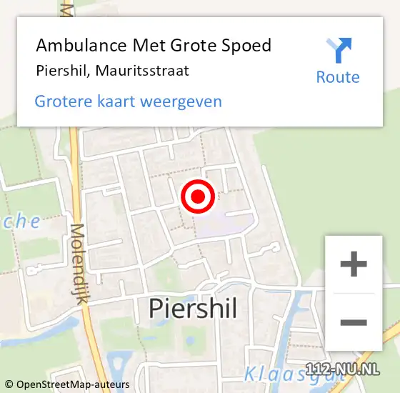 Locatie op kaart van de 112 melding: Ambulance Met Grote Spoed Naar Piershil, Mauritsstraat op 6 september 2019 09:12