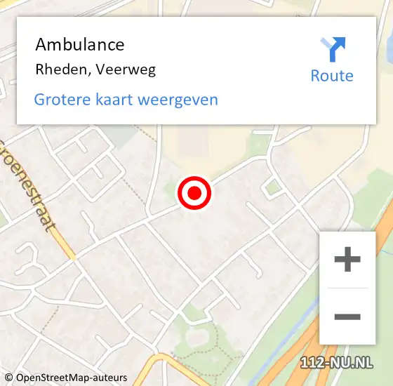 Locatie op kaart van de 112 melding: Ambulance Rheden, Veerweg op 6 september 2019 09:21