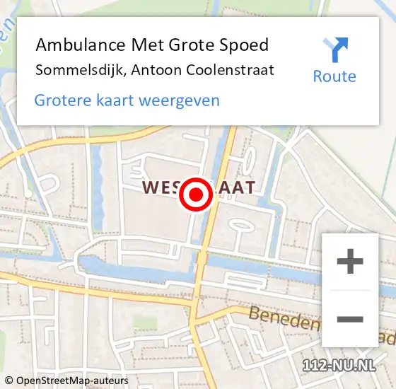 Locatie op kaart van de 112 melding: Ambulance Met Grote Spoed Naar Sommelsdijk, Antoon Coolenstraat op 6 september 2019 10:09