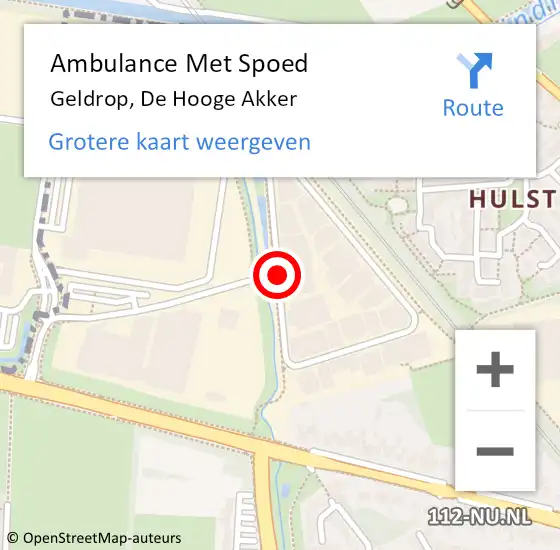 Locatie op kaart van de 112 melding: Ambulance Met Spoed Naar Geldrop, De Hooge Akker op 6 september 2019 10:52
