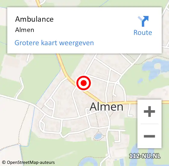 Locatie op kaart van de 112 melding: Ambulance Almen op 6 september 2019 14:45