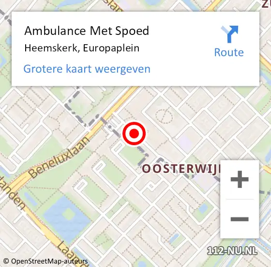 Locatie op kaart van de 112 melding: Ambulance Met Spoed Naar Heemskerk, Europaplein op 6 september 2019 16:41