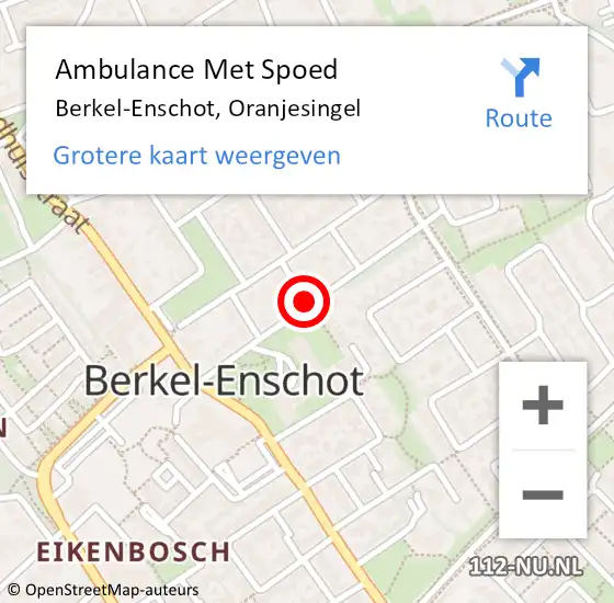 Locatie op kaart van de 112 melding: Ambulance Met Spoed Naar Berkel-Enschot, Oranjesingel op 6 september 2019 18:36