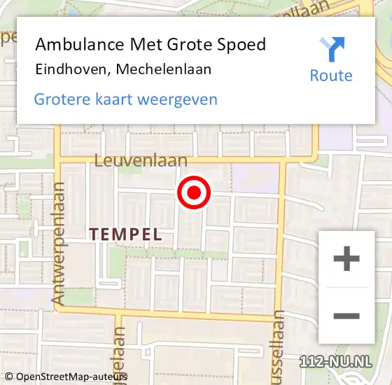 Locatie op kaart van de 112 melding: Ambulance Met Grote Spoed Naar Eindhoven, Mechelenlaan op 6 september 2019 18:50