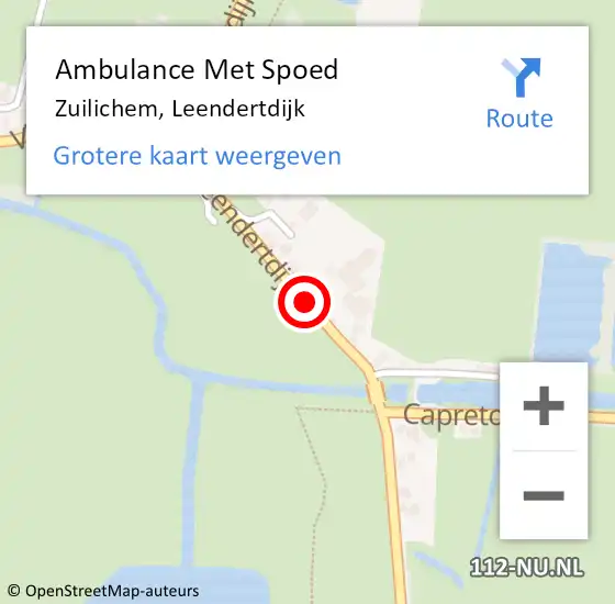 Locatie op kaart van de 112 melding: Ambulance Met Spoed Naar Zuilichem, Leendertdijk op 6 september 2019 19:55