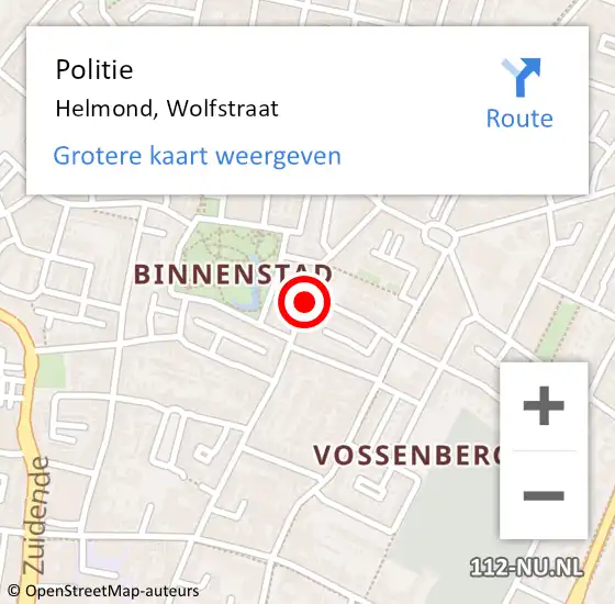 Locatie op kaart van de 112 melding: Politie Helmond, Wolfstraat op 6 september 2019 20:06