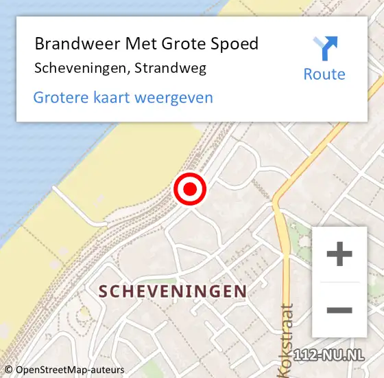 Locatie op kaart van de 112 melding: Brandweer Met Grote Spoed Naar Scheveningen, Strandweg op 6 september 2019 20:13