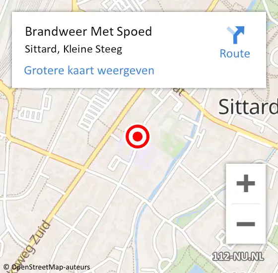 Locatie op kaart van de 112 melding: Brandweer Met Spoed Naar Sittard, Kleine Steeg op 6 september 2019 20:58