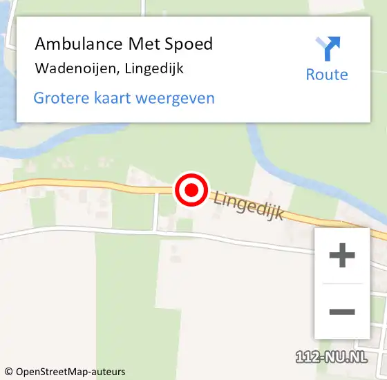 Locatie op kaart van de 112 melding: Ambulance Met Spoed Naar Wadenoijen, Lingedijk op 7 september 2019 06:37