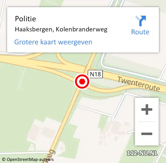 Locatie op kaart van de 112 melding: Politie Haaksbergen, Kolenbranderweg op 7 september 2019 12:39