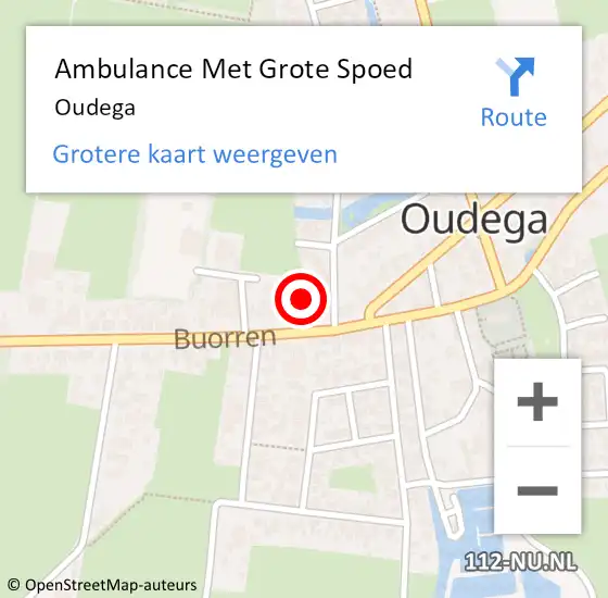 Locatie op kaart van de 112 melding: Ambulance Met Grote Spoed Naar Oudega op 7 september 2019 14:10