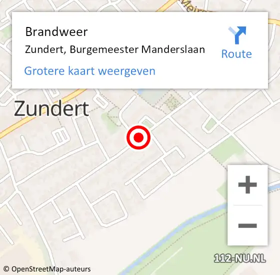 Locatie op kaart van de 112 melding: Brandweer Zundert, Burgemeester Manderslaan op 7 september 2019 14:17