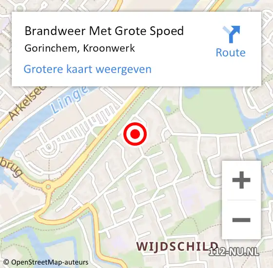 Locatie op kaart van de 112 melding: Brandweer Met Grote Spoed Naar Gorinchem, Kroonwerk op 7 september 2019 14:32