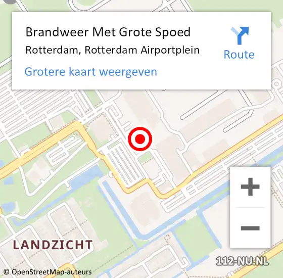 Locatie op kaart van de 112 melding: Brandweer Met Grote Spoed Naar Rotterdam, Rotterdam Airportplein op 7 september 2019 14:32