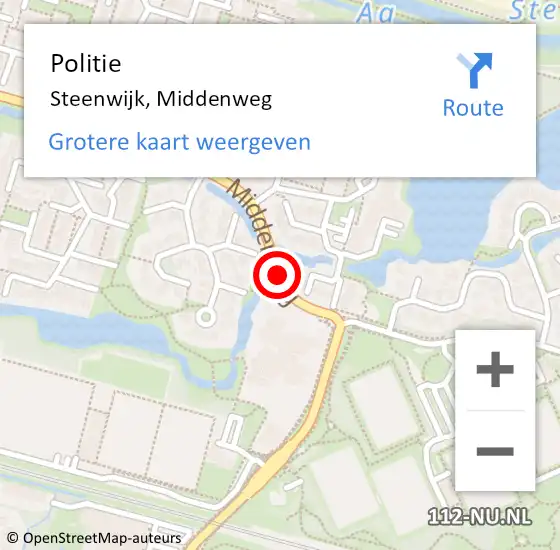 Locatie op kaart van de 112 melding: Politie Steenwijk, Middenweg op 7 september 2019 15:53