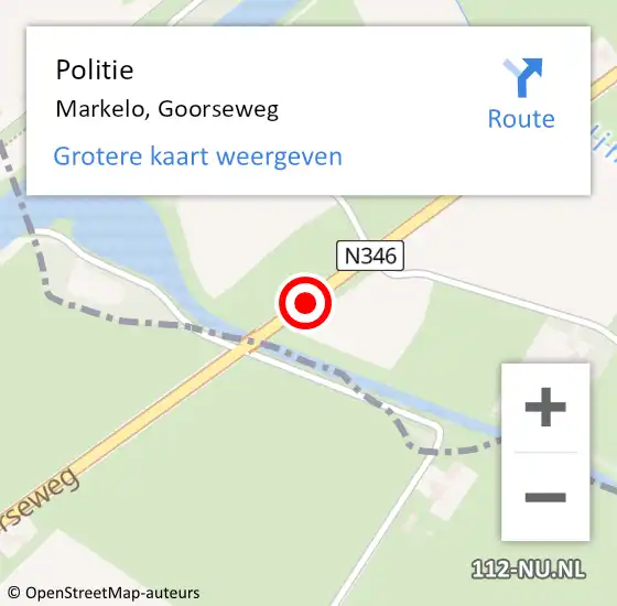 Locatie op kaart van de 112 melding: Politie Markelo, Goorseweg op 7 september 2019 16:36