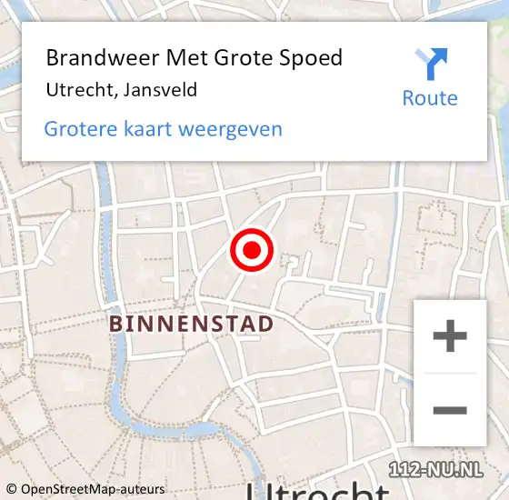 Locatie op kaart van de 112 melding: Brandweer Met Grote Spoed Naar Utrecht, Jansveld op 7 september 2019 16:44