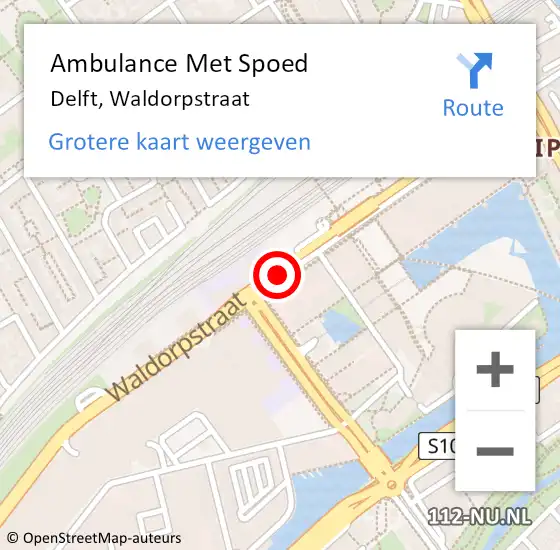 Locatie op kaart van de 112 melding: Ambulance Met Spoed Naar Delft, Waldorpstraat op 7 september 2019 16:54