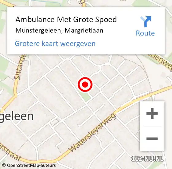 Locatie op kaart van de 112 melding: Ambulance Met Grote Spoed Naar Munstergeleen, Margrietlaan op 13 april 2014 02:10