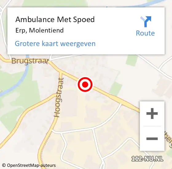 Locatie op kaart van de 112 melding: Ambulance Met Spoed Naar Erp, Molentiend op 7 september 2019 19:57
