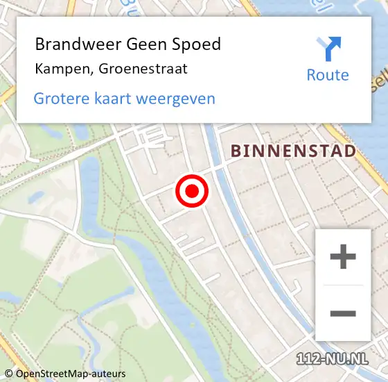 Locatie op kaart van de 112 melding: Brandweer Geen Spoed Naar Kampen, Groenestraat op 7 september 2019 20:57