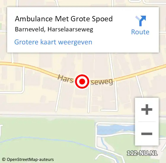 Locatie op kaart van de 112 melding: Ambulance Met Grote Spoed Naar Barneveld, Harselaarseweg op 7 september 2019 20:58